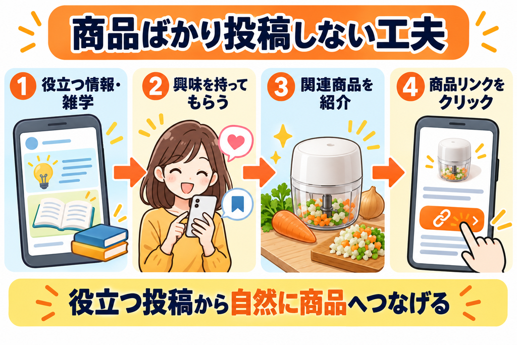 「約680クリック→18件の注文→紹介料3,060円」の横長図解を作成しました。